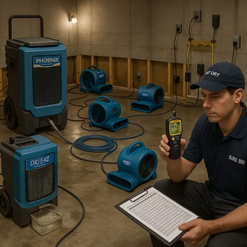 Structural Drying and Dehumidification process in Jefferson, LA